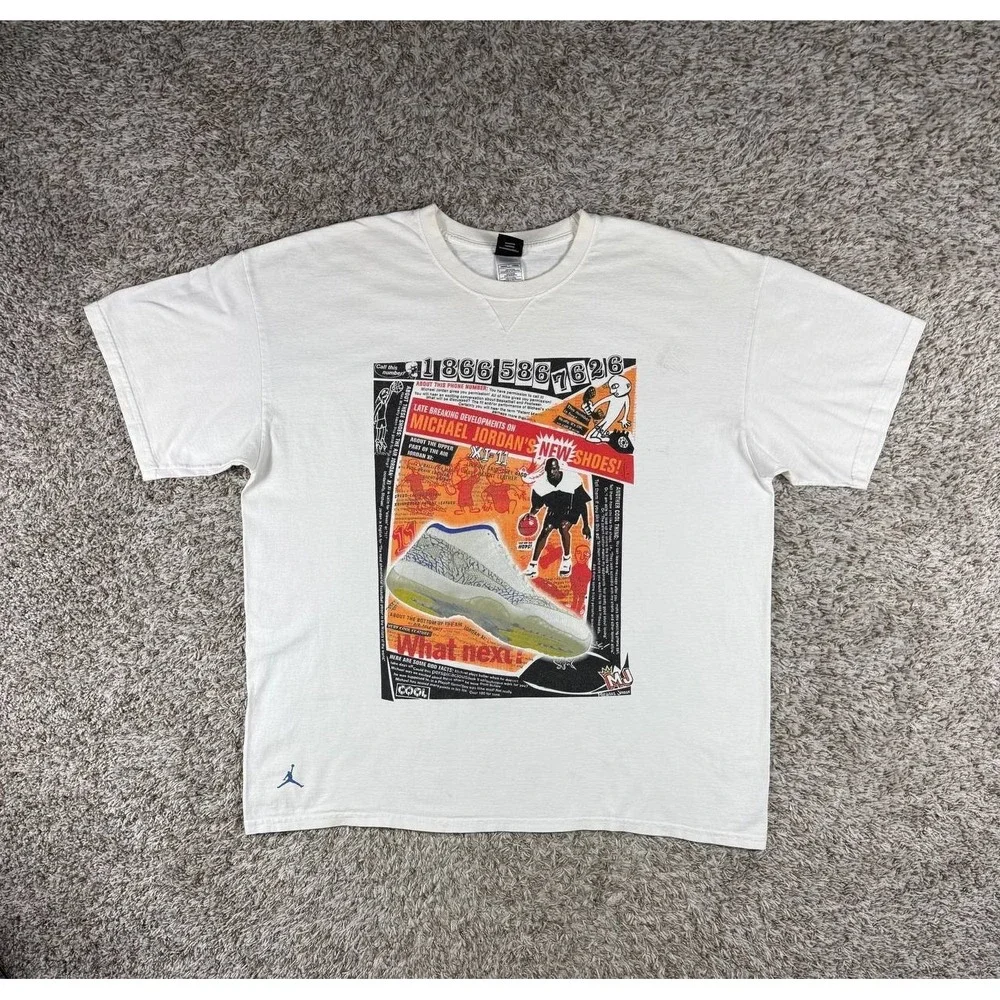 Nike Air Jordan 11 Low IE White Argon Blue 2007 Advertising T-Shirt XXL